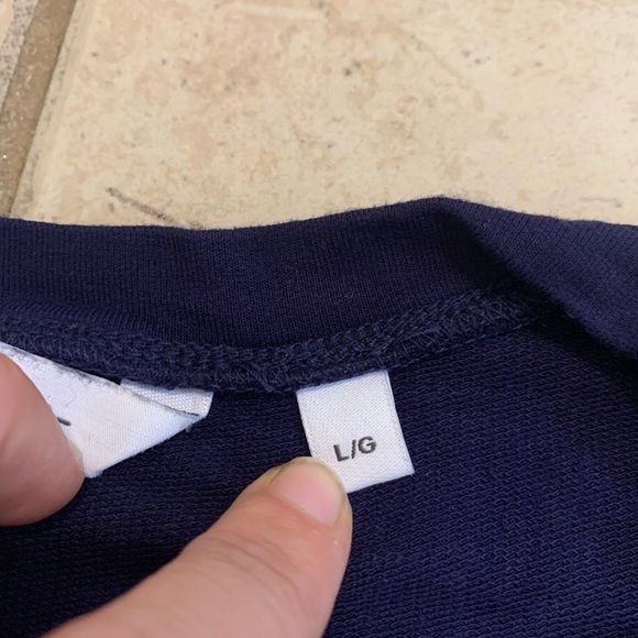 Reitmans Embellished Neckline Long Sleeve Top - Navy Blue - Size L - Picture 3 of 7